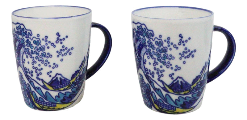 Pack Of 4 Japanese Hokusai Great Wave Mount Fuji Ceramic Mug Cups 12oz