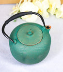 Green Gold Tokusa Vertical Lines Design Tetsubin Larger Cast Iron Teapot 33oz