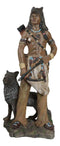 Native Tribal Indian Warrior Holding Bow And Arrow With Alpha Gray Wolf Figurine