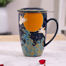 Blue Moon White Rabbit 15oz Porcelain Tea Mug With Lid & Stainless Steel Infuser