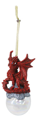 Ruth Thompson Green Tempest Dragon On Pearl Glass Ball Ornament Figurine 5"H