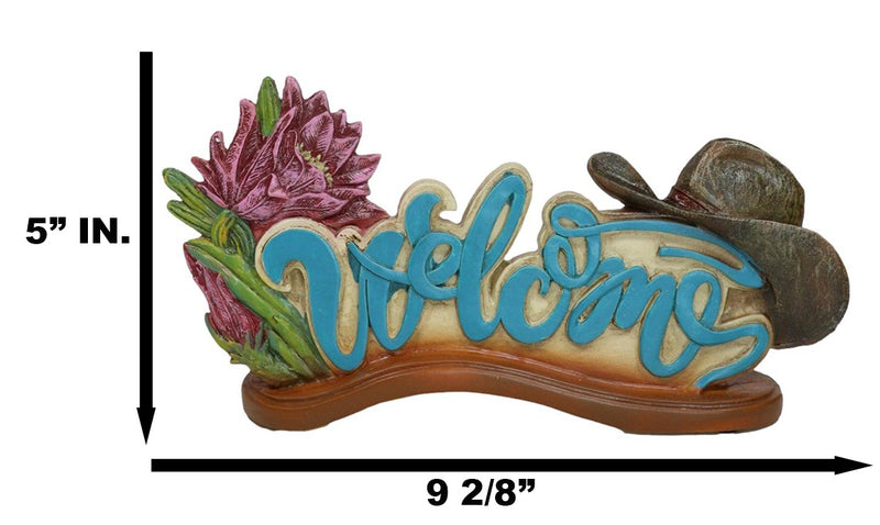 Rustic Western Cowboy Hat Floral Succulents Pastel Blue Welcome Desktop Sign