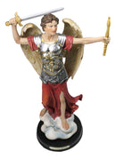 Archangel Saint Michael Holding Sword And Scroll Figurine Brass Name Base 13"H