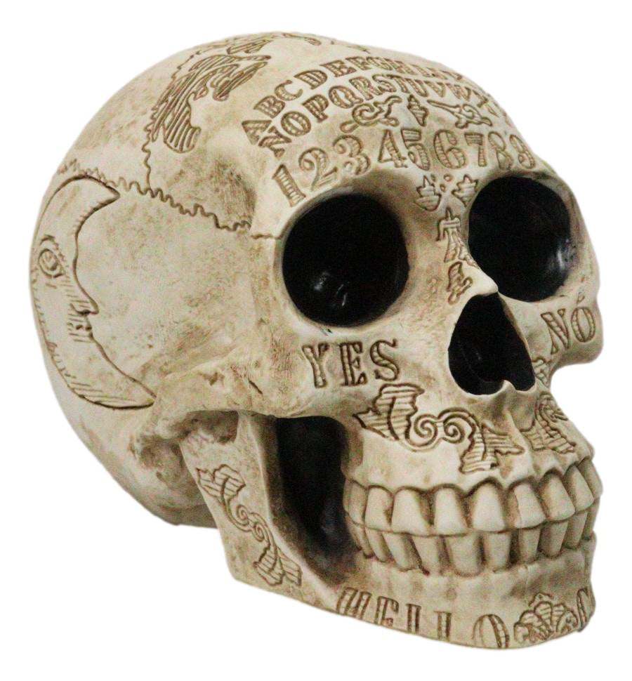 Ebros Paranormal Ouija Board Engraved Skull Figurine Gothic Resin Sculpture
