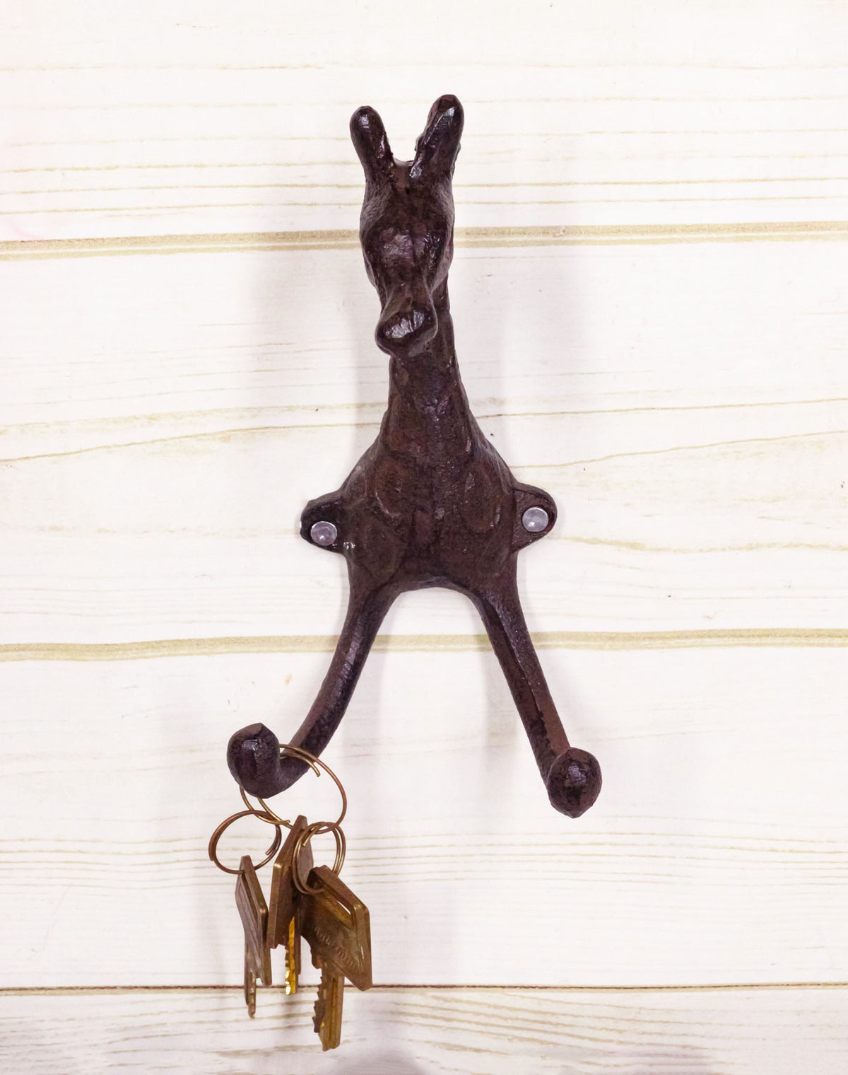 Pack Of 2 Cast Iron Safari Masai Giraffe Head Decor Double Wall Coat Towel Hooks - Ebros Gift