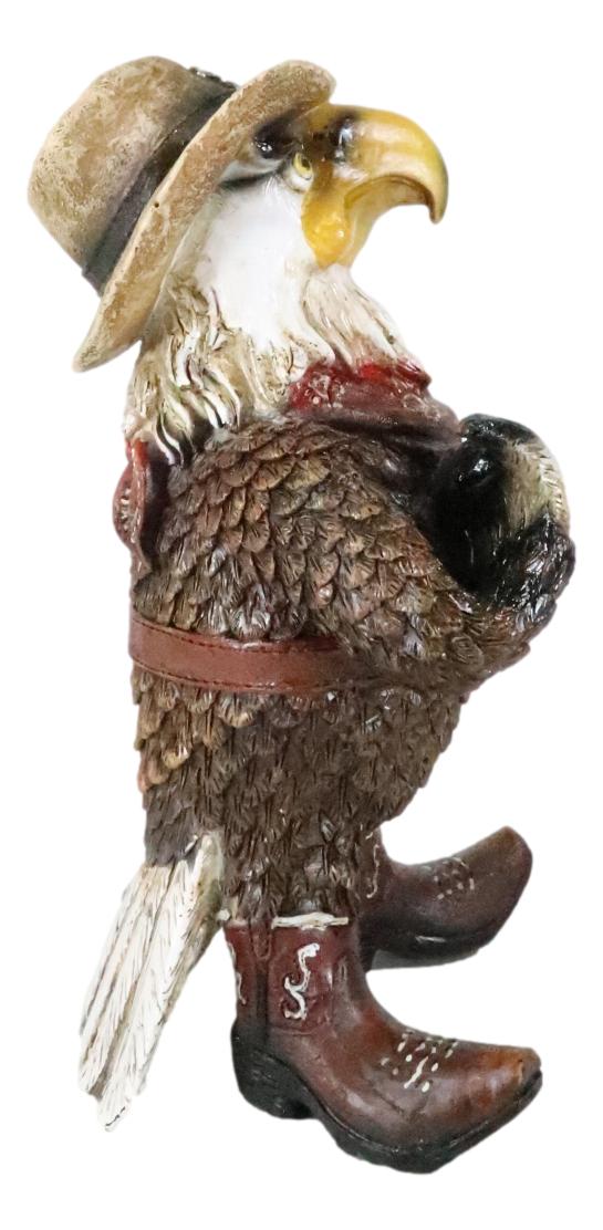 Rustic Western Country Comical Cowboy Bald Eagle Sheriff In Boots Figurine