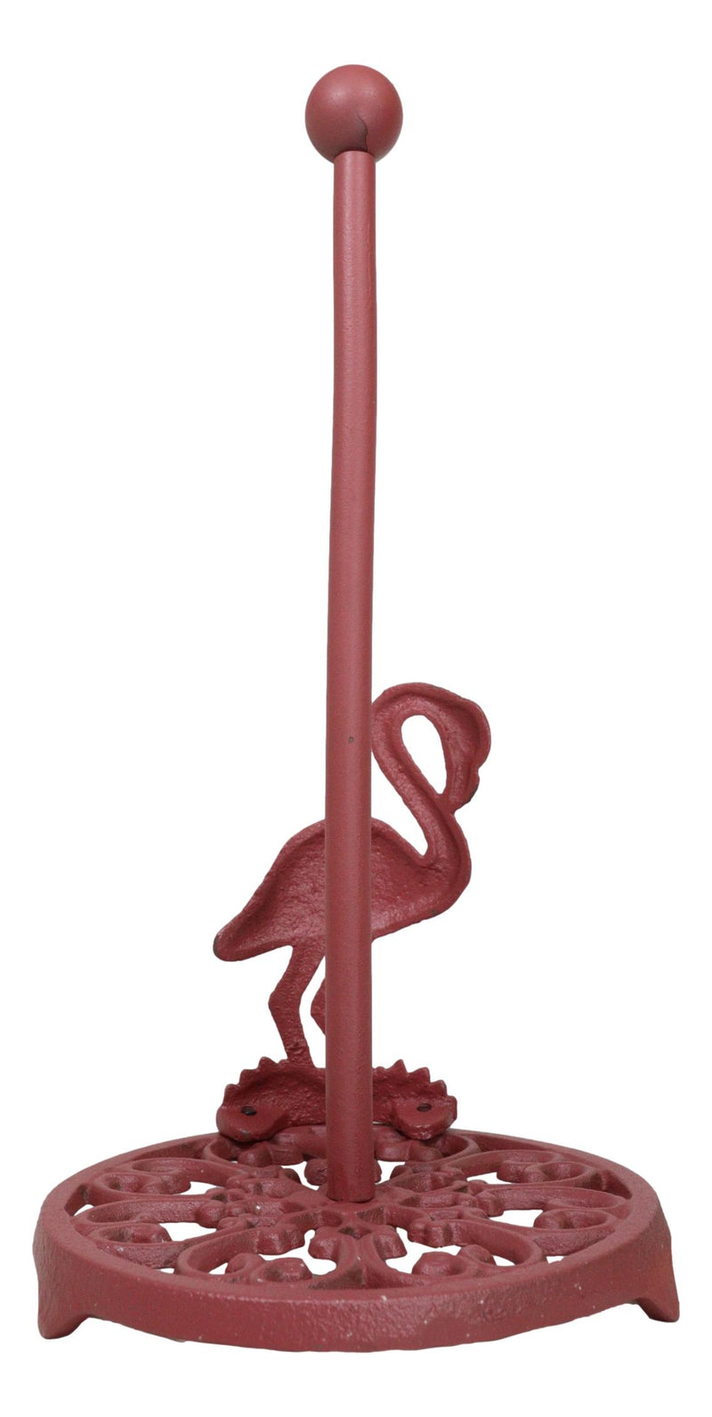 Cast Iron Tropical Birds of Paradise Pink Flamingo Kitchen Paper Towel Holder