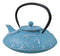 Turquoise Blue Auspicious Koi Fishes Cast Iron Tetsubin Teapot With Enamel Liner