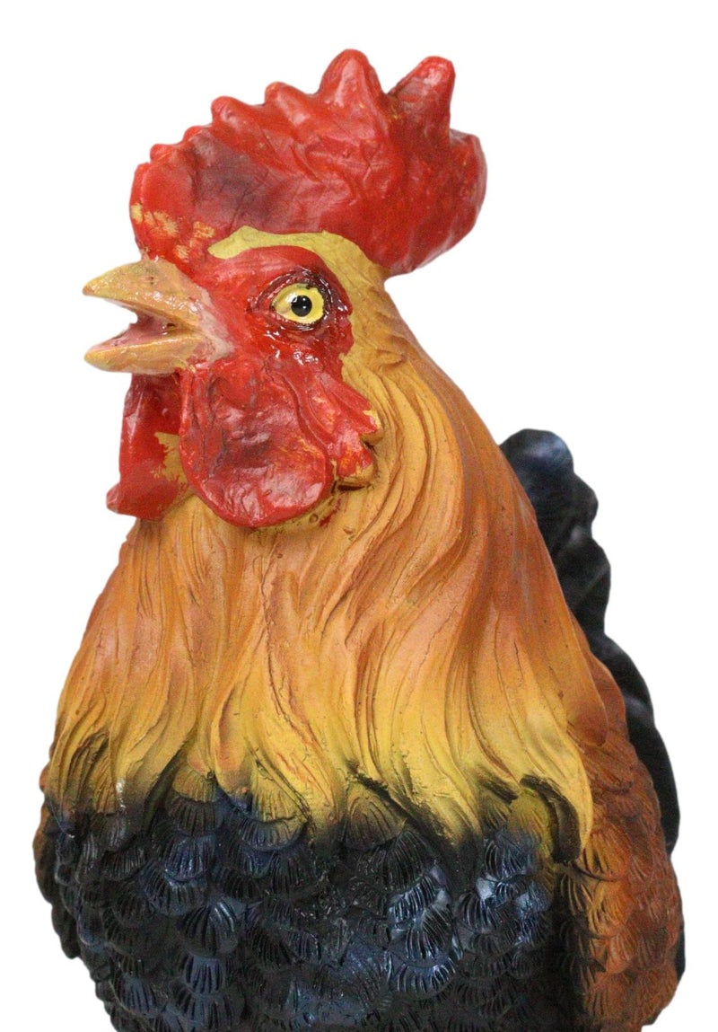 Rustic Western Proud Country Chicken Rooster In Stately Pose Figurine 8"Tall
