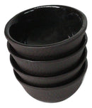 Brown Textured Surface Japanese Tetsubin Style Cast Iron Mini Tea Cups Set of 4
