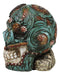 Faux Leather Turquoise Floral Scrollwork with Layered Cross Skull Money Bank