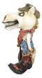 Rustic Western Country Farm Comical Cowboy Horse With Pitchfork Boots Figurine