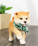 Lifelike Adorable Playful Japanese Shiba Inu Puppy Dog with Scarf Mini Figurine