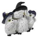 See Hear Speak No Evil Wise Mother Owl and Chicks With Witch Hats Figurine