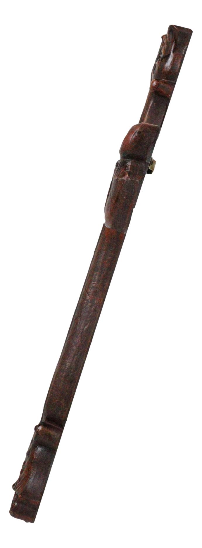 Rustic Faux Wood Carving Floral Scroll With Layered Barbed Wires Wall Cross