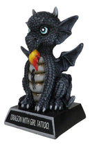 Fantasy Black Onyx Koan Cartoon Chibi Dragon Figurine Dragon With Girl Tattoo