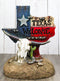 Western Welcome State Of Texas Map With Horseshoe And Longhorn Skull Figurine