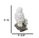 Snowy Owl Mother and Owlet Figurine on Snow-Covered Rock Nature Wildlife Bird