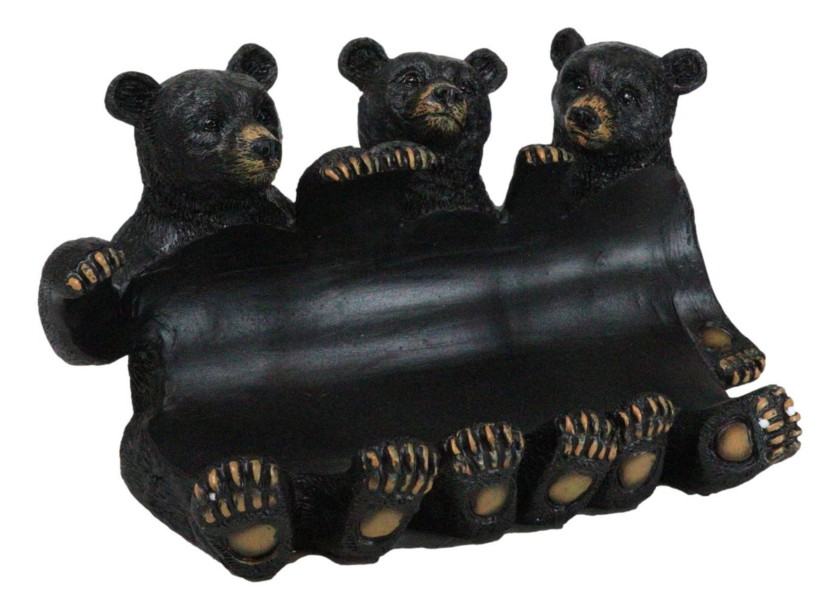 Rustic Western Forest Animal Whimsical 3 Black Bears Wine Bottle Holder Decor