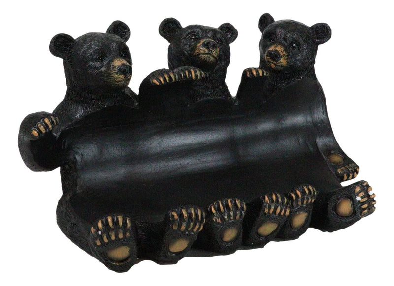 Rustic Western Forest Animal Whimsical 3 Black Bears Wine Bottle Holder Decor