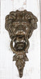 Cast Iron Royal Venetian Lion Head Door Knocker With Greenman Leaf Strike Plate