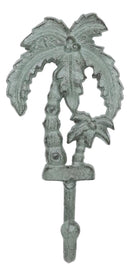 Cast Iron Verdigris Tropical Paradise Beach Coconut Palm Trees Coat Wall Hook