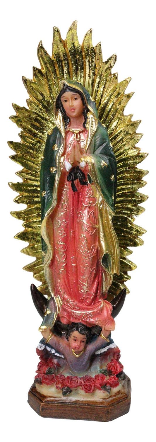 Our Lady of Guadalupe With Mandorla of Rays Mother Mary Catholic Figurine 8"H