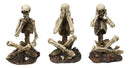 See Hear Speak No Evil Skeleton Figurines Set of 3 Wise Skeletons in Seated Pose