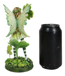 Green Shamrock Lucky Clovers Spring Garden Fairy With Striped Leggings Figurine