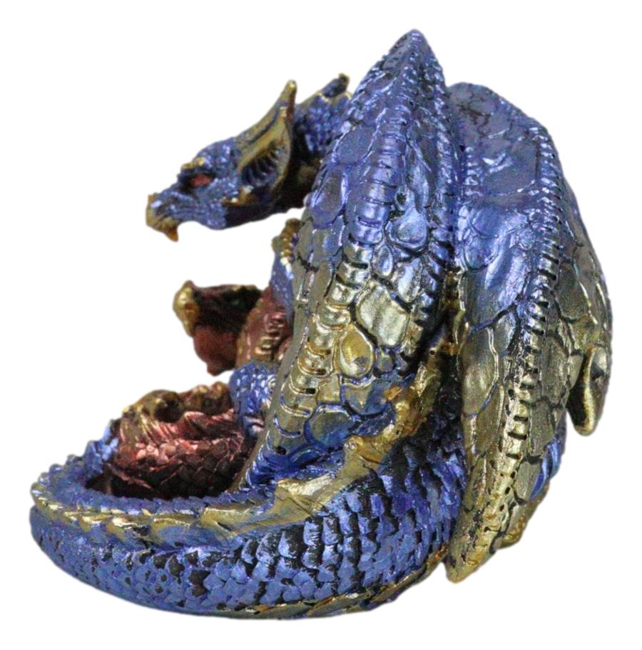 Metallic Iridescent Red and Blue Dragon Family Sleeping Peacefully Figurine