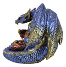 Metallic Iridescent Red and Blue Dragon Family Sleeping Peacefully Figurine