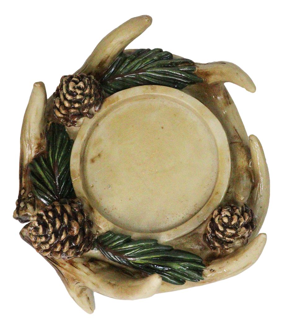 Antler Haven Candle Ring Holder Or Candleholder Rustic Deer Antler & Pinecone