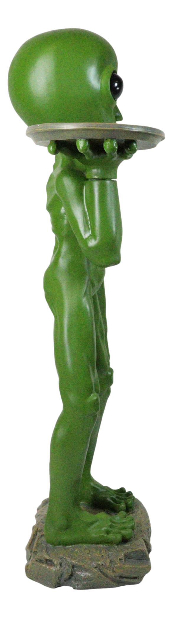 Bizarre Green ET Roswell UFO Alien Butler at Your Service Dish Stand Statue 25"H