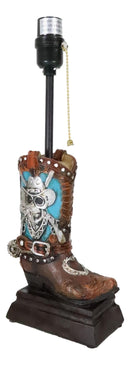 Rustic Western Country Skull With Crossed Pistols Cowboy Spur Boot Table Lamp