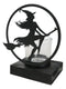 Wicca Grand High Witch Riding On Broomstick Coated Metal Votive Candle Holder