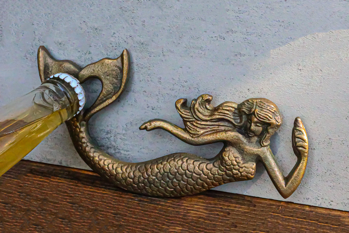 Rustic Cast Iron Metal Sea Coastal Siren Mermaid Hand Beer Bottle Cap Opener