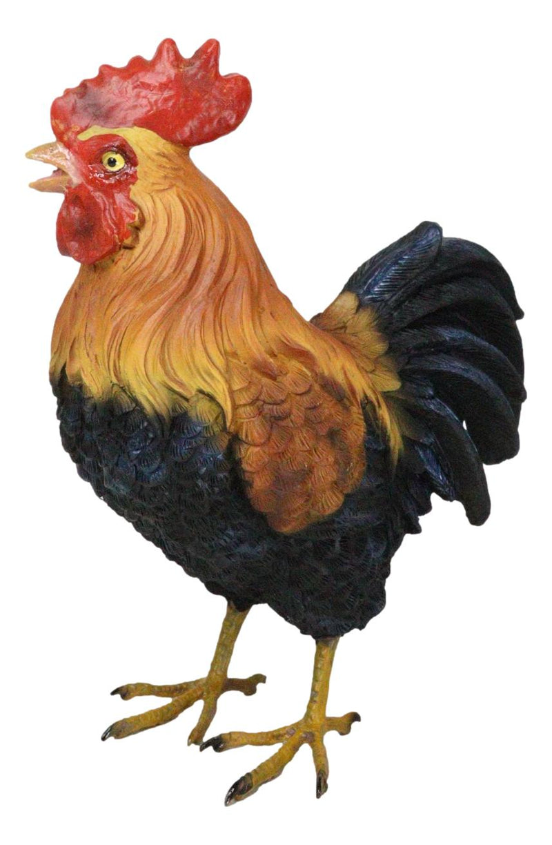 Rustic Western Proud Country Chicken Rooster In Stately Pose Figurine 8"Tall