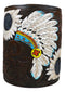 Western American Indian Chief Headdress Eagle Feathers Waste Basket Trash Bin