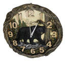 Rustic Cozy Woodland Pines Black Bear Forest Faux Wood Look Wall Clock Decor