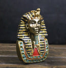 Ancient Egyptian Golden Cobra and Vulture Nemes Mask of Pharaoh Sculpture 6.5"H