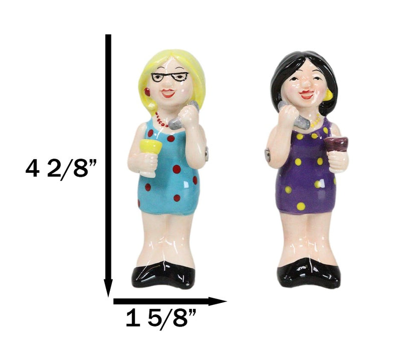 Ceramic Gossiping Phoney Friends Wine And Whine Party Salt Pepper Shakers Set