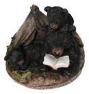 Bedtime Story Bear Family Camping Figurine Black Bears by Tent Forest Scene