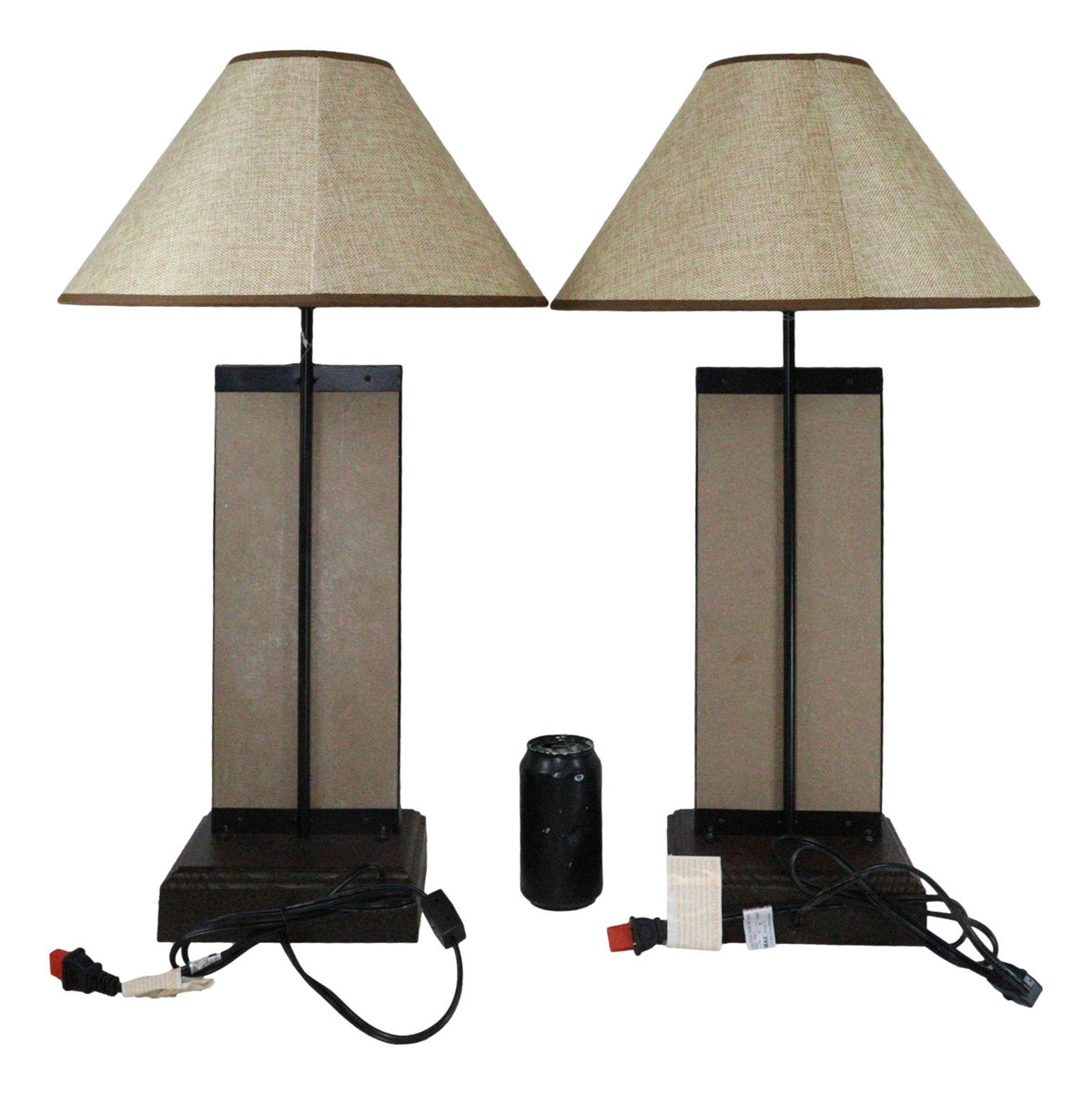 Set of 2 Rustic Western Cowboy On Giddy Up Horse Wood Metal Bedside Table Lamps