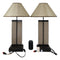 Set of 2 Rustic Western Cowboy On Giddy Up Horse Wood Metal Bedside Table Lamps