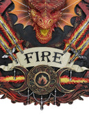 Elemental Fire Nation Dragon With Flaming Swords Triple Moon Symbol Wall Decor