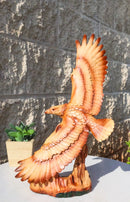 Faux Wood Soaring Eagle Figurine With Outstretched Wings American Eagle Accent