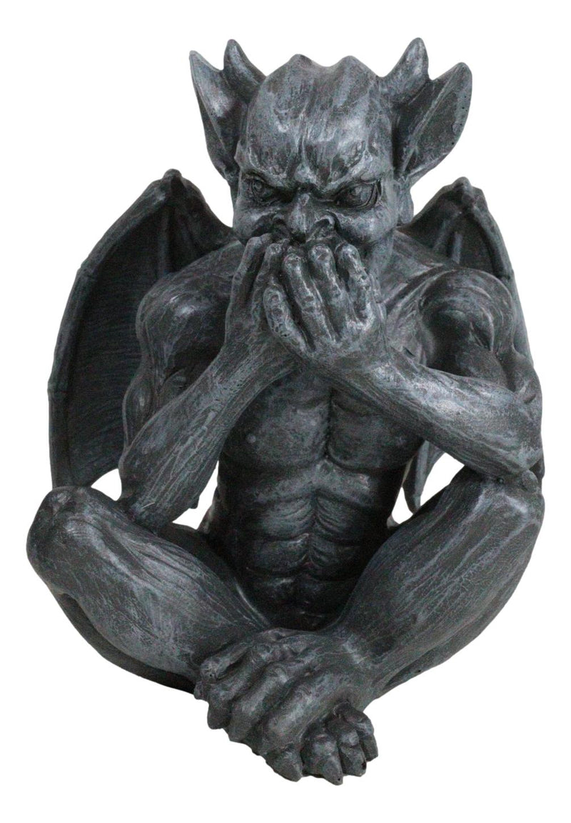 Notre Dame Gothic Winged See hear Speak No Evil Sitting Gargoyles Figurine Set