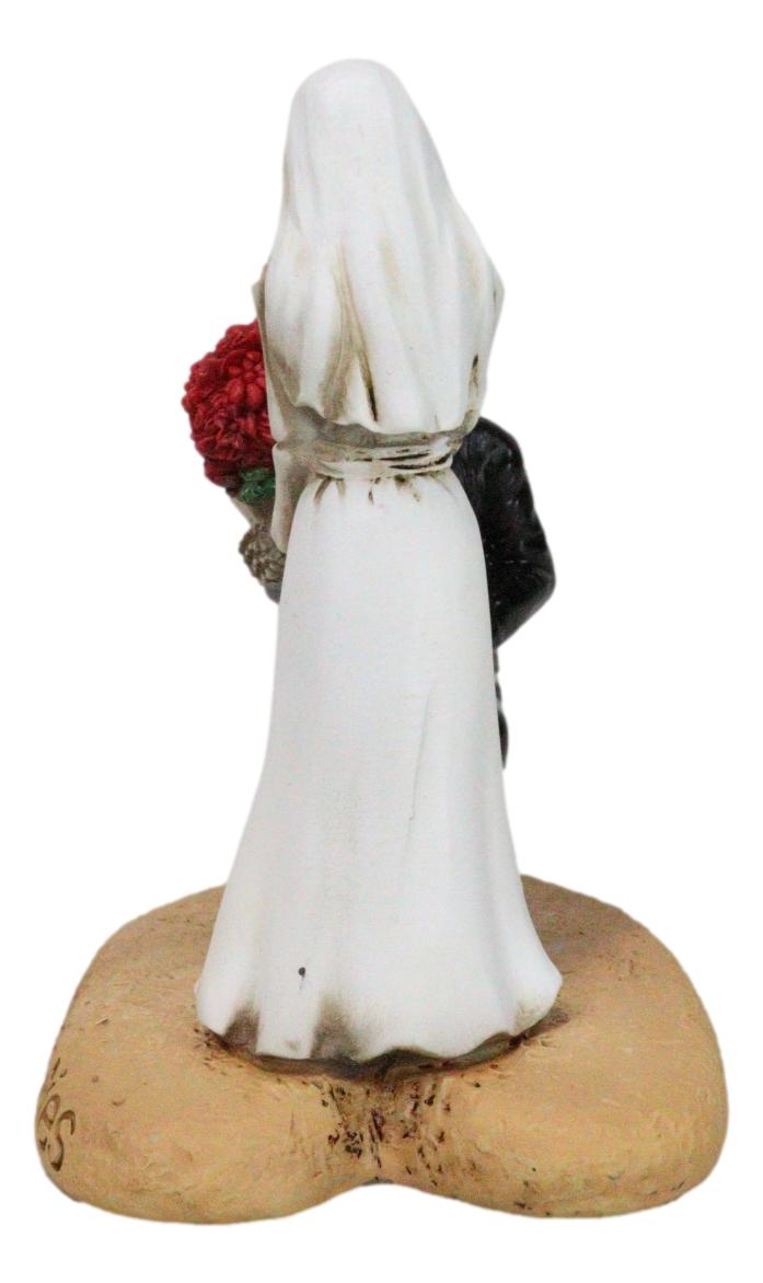 Love Never Dies Wedding Bride Groom Skeletons With Roses Cake Topper Figurine