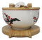 White Ume Plum Blossoms Donburi Ramen Bowl With Lid Trivet Spoon Chopsticks Set