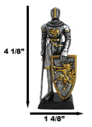 Medieval Knight In Suit Of Armor With Sword And Heraldry Shield Mini Figurine